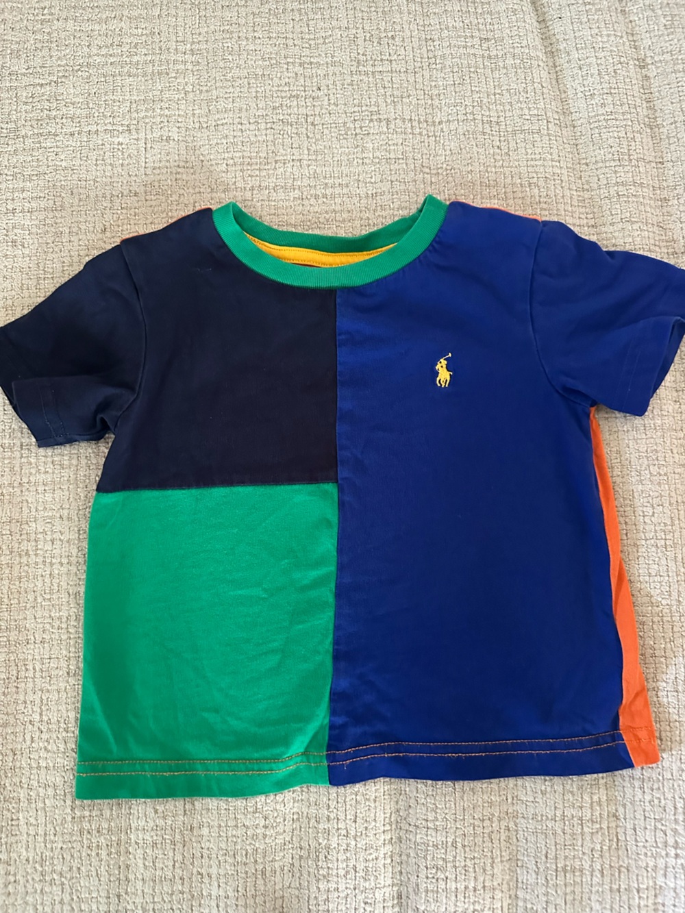 Polo by Ralph Lauren Boys Colorblock Tee in Blue, Green & Orange Size 2